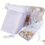 Organze Tül Kese İpli Büzgülü Kese Beyaz 25x35 cm 100 Adet